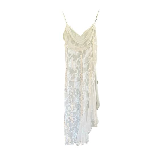 VTG Victoria's Secret Gold Label Satin Lace Slip Dress S Ivory Chiffon Nightgown - Picture 3 of 10